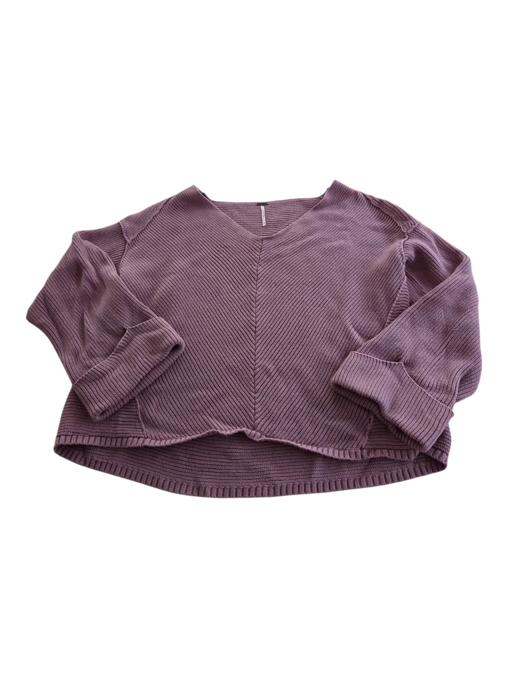 Free People Women's V-Neck Ribbed Pullover Sweater - Dusty Mauve